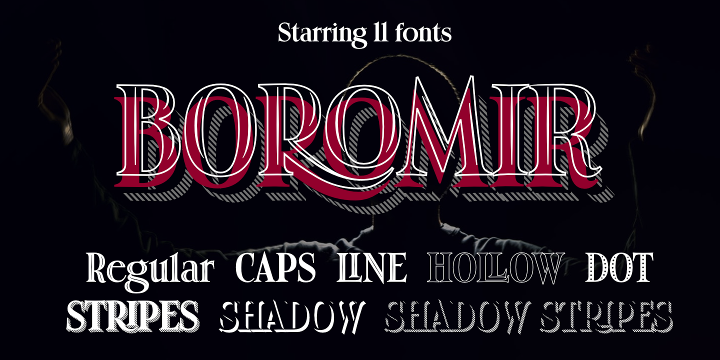 Пример шрифта Boromir Caps Shadow Stripes